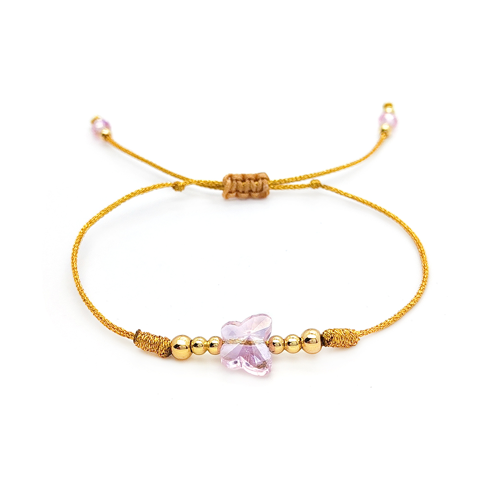 Großhandel Einfacher Stil Schmetterling Kupfer Perlen Kordelzug Armbänder display picture 4
