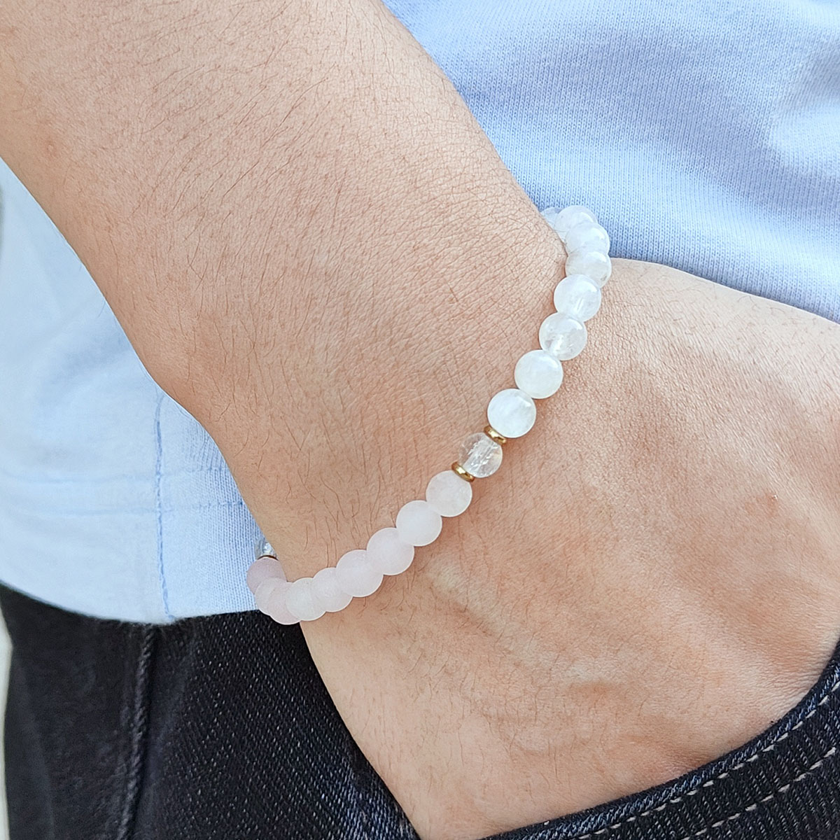 Strand Einfacher Stil Runden Ein Naturstein Perlen Frau Armbänder display picture 4