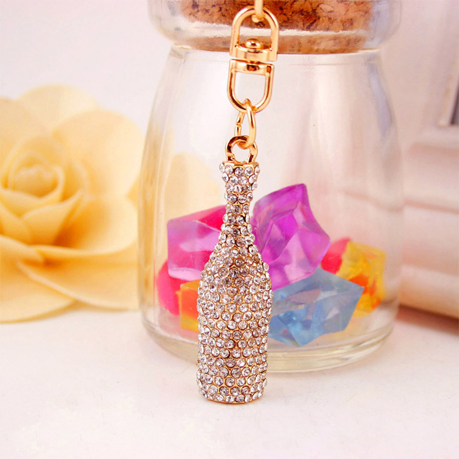 Elegant Solid Color Alloy Inlay Rhinestones Women's Keychain display picture 2