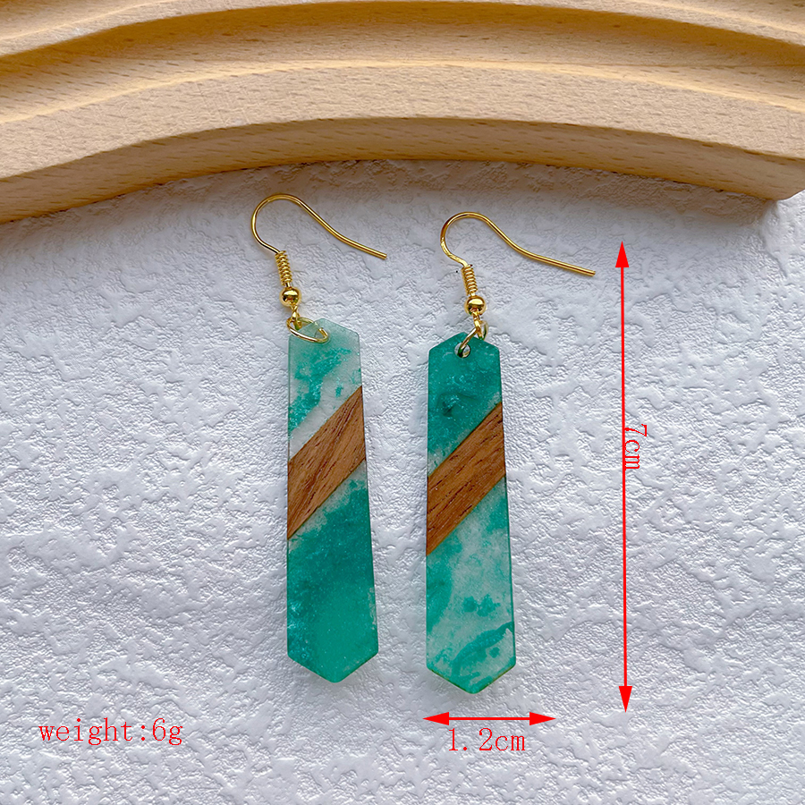 1 Pair Streetwear Simple Style Geometric Hollow Out Alloy Resin Wood Drop Earrings display picture 8