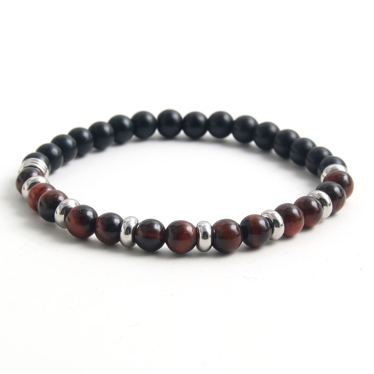 Simple Style Commute Round 304 Stainless Steel Natural Stone Tiger Eye Beaded Handmade Men's Bracelets display picture 2