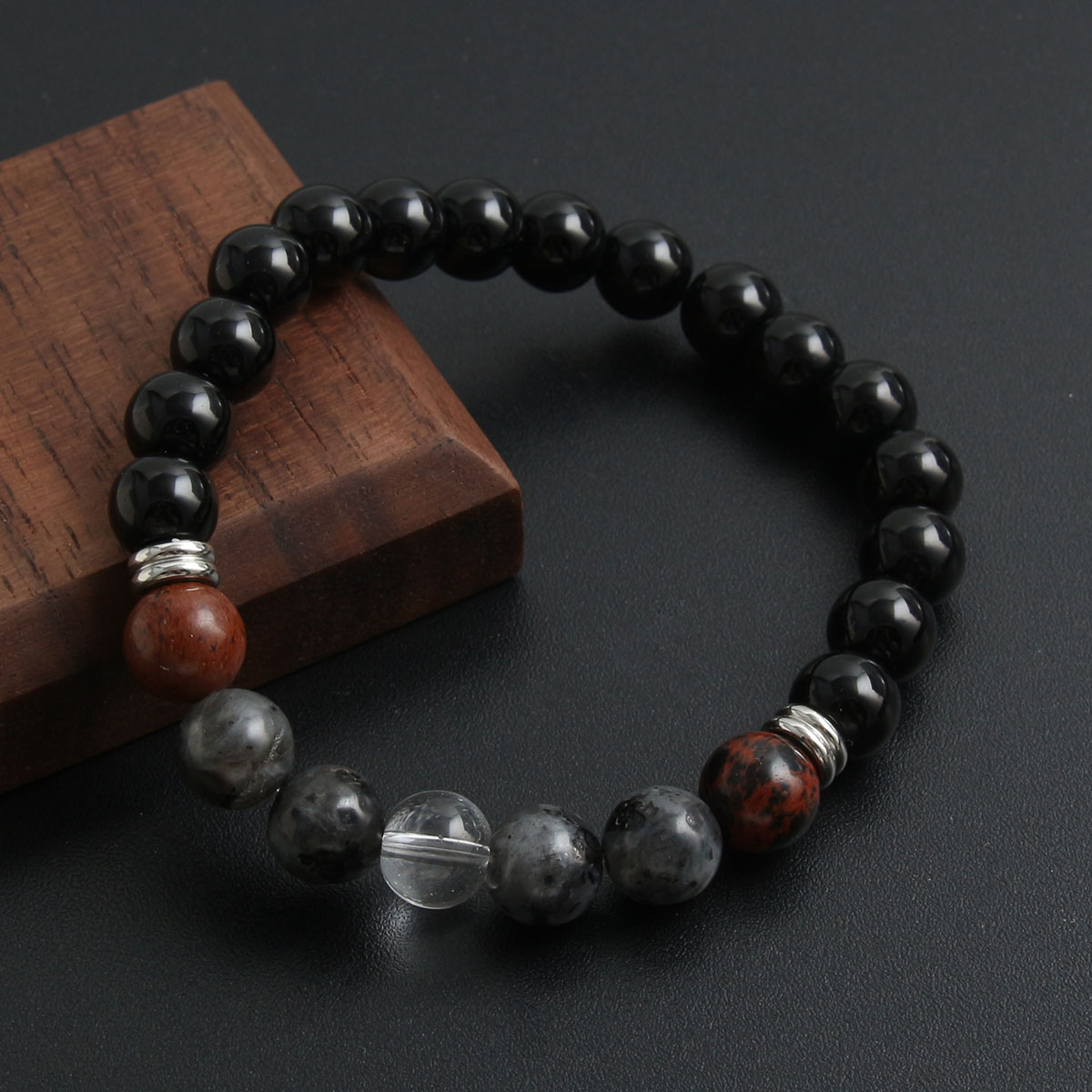 Classic Style Commute Round 304 Stainless Steel Natural Stone Beaded Handmade Men's Bracelets display picture 5