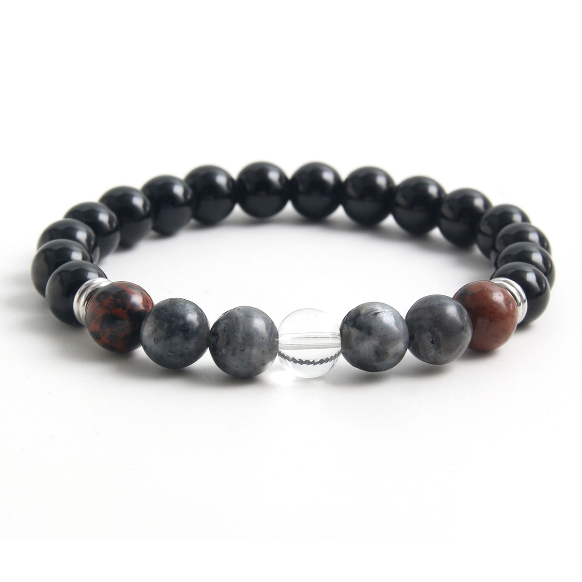Classic Style Commute Round 304 Stainless Steel Natural Stone Beaded Handmade Men's Bracelets display picture 1