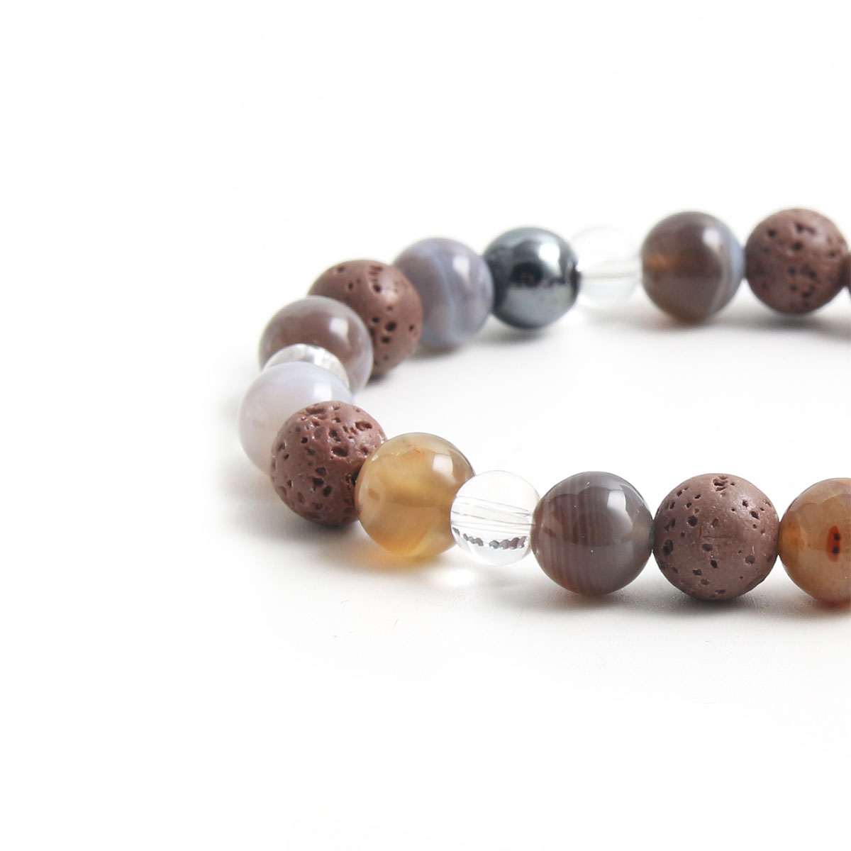 Simple Style Commute Round Natural Stone Volcanic Rock Beaded Handmade Unisex Bracelets display picture 3