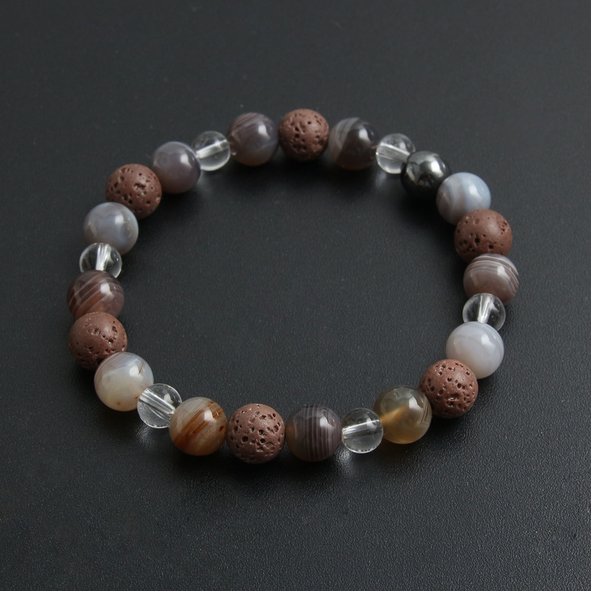 Simple Style Commute Round Natural Stone Volcanic Rock Beaded Handmade Unisex Bracelets display picture 6