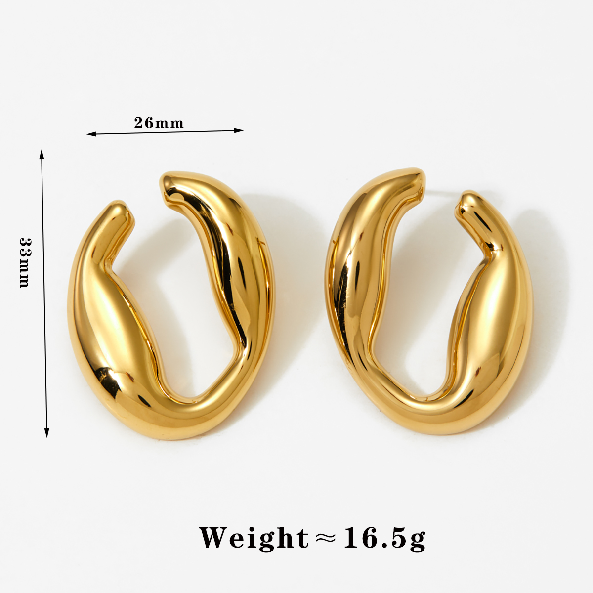 1 Pair Casual Simple Style U Shape Solid Color 316 Stainless Steel  14K Gold Plated White Gold Plated Gold Plated Ear Studs display picture 1