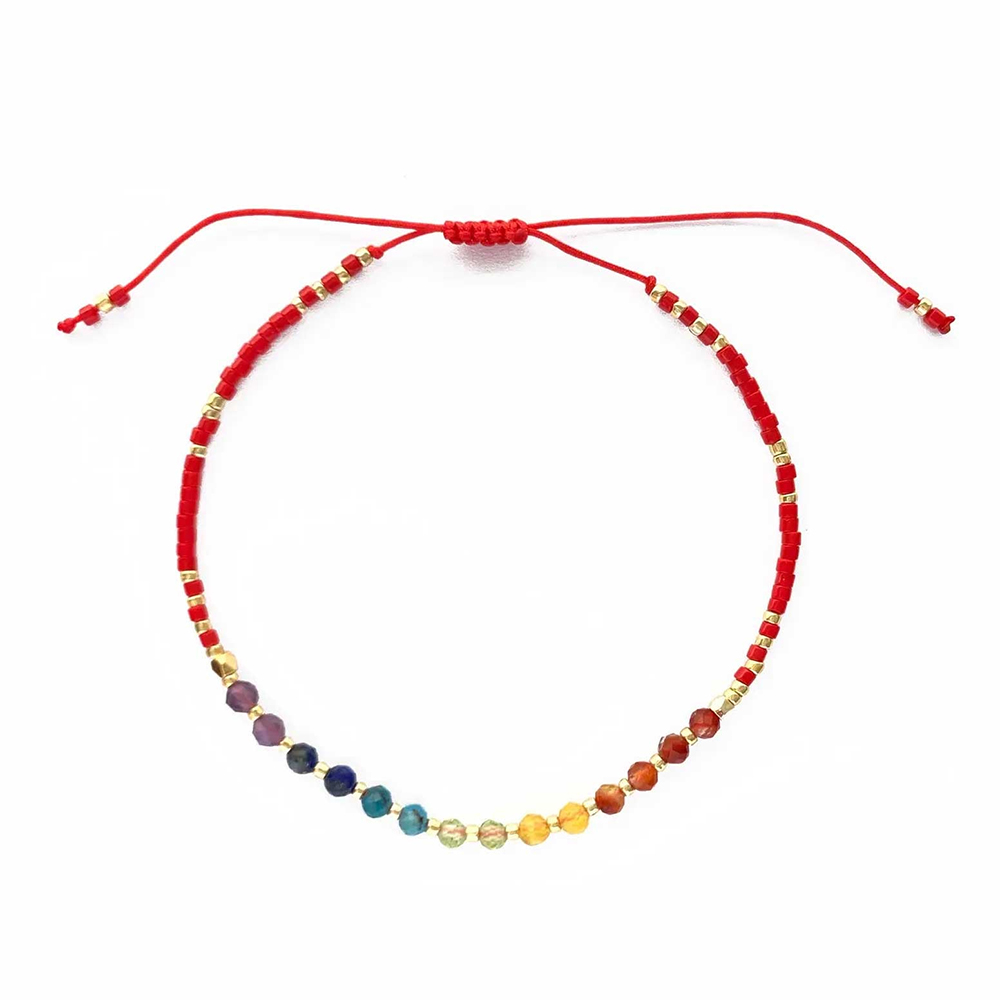 Simple Style Classic Style Rainbow Beaded Natural Stone Glass Beaded Women's Drawstring Bracelets display picture 5
