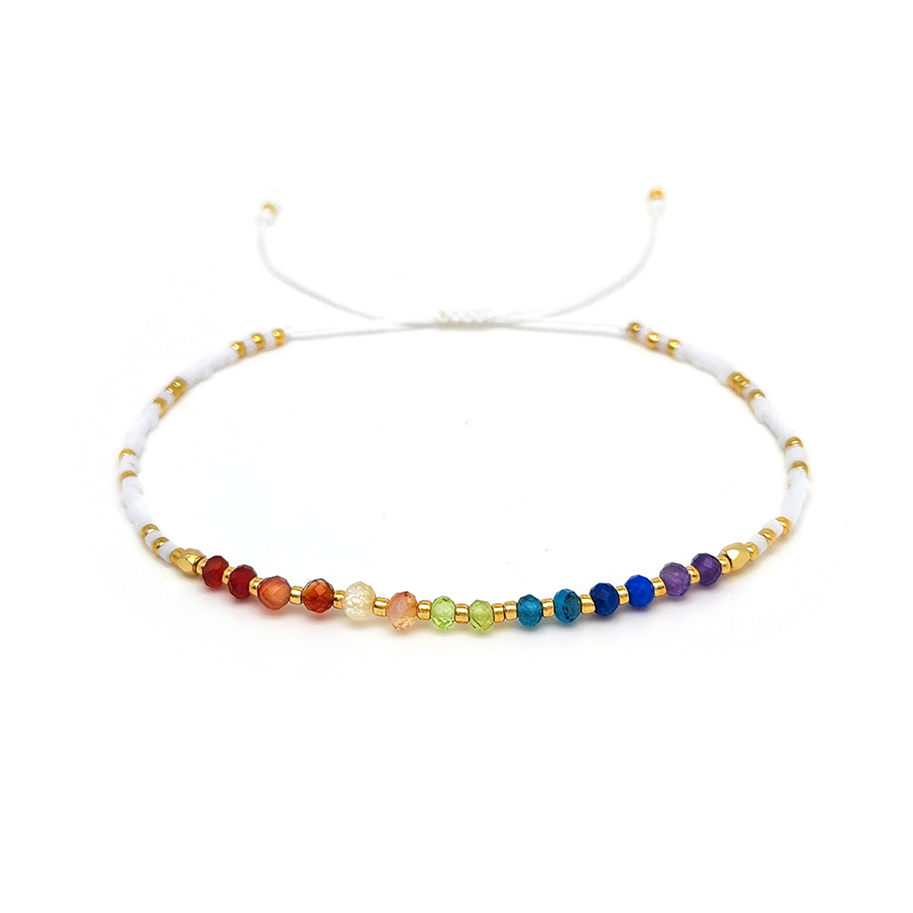 Simple Style Classic Style Rainbow Beaded Natural Stone Glass Beaded Women's Drawstring Bracelets display picture 3