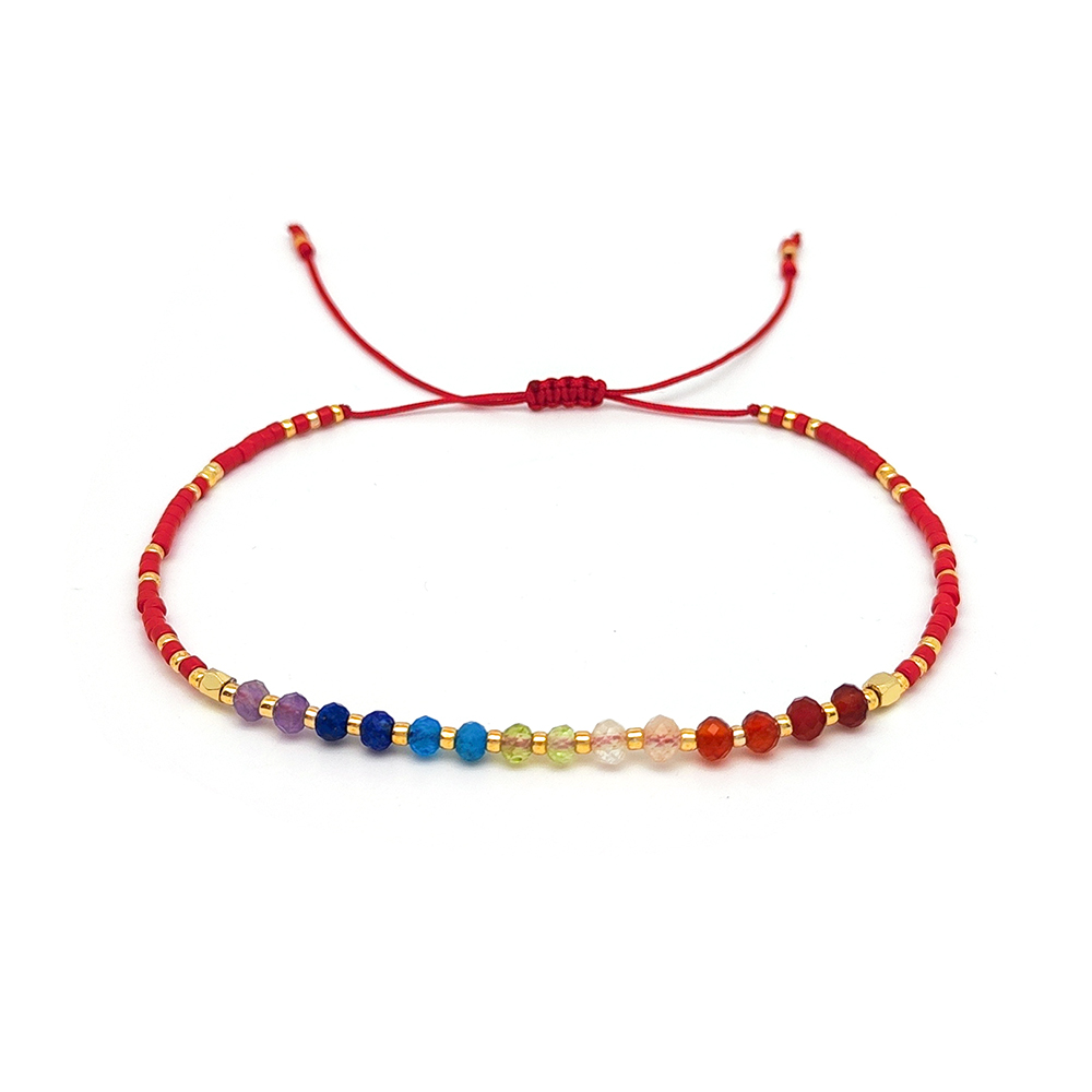 Simple Style Classic Style Rainbow Beaded Natural Stone Glass Beaded Women's Drawstring Bracelets display picture 6