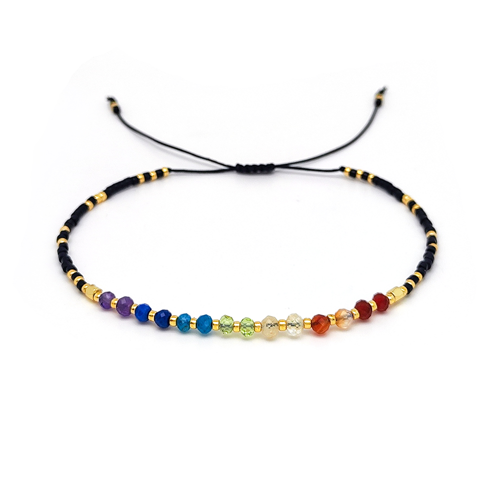 Simple Style Classic Style Rainbow Beaded Natural Stone Glass Beaded Women's Drawstring Bracelets display picture 8