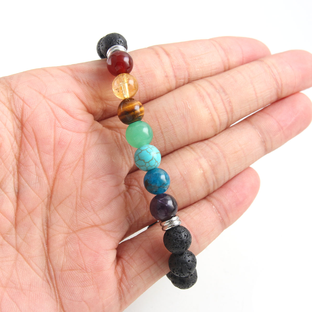 Hecho A Mano Viajar Diariamente Ronda Piedra Natural Roca Volcánica Con Cuentas Hecho A Mano Unisexo Pulsera display picture 4