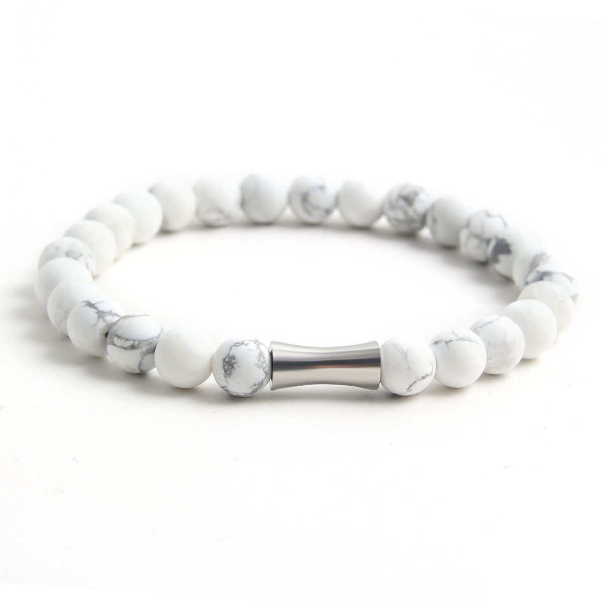 304 Stainless Steel Natural Stone Simple Style Commute Beaded Handmade Round Bracelets display picture 1