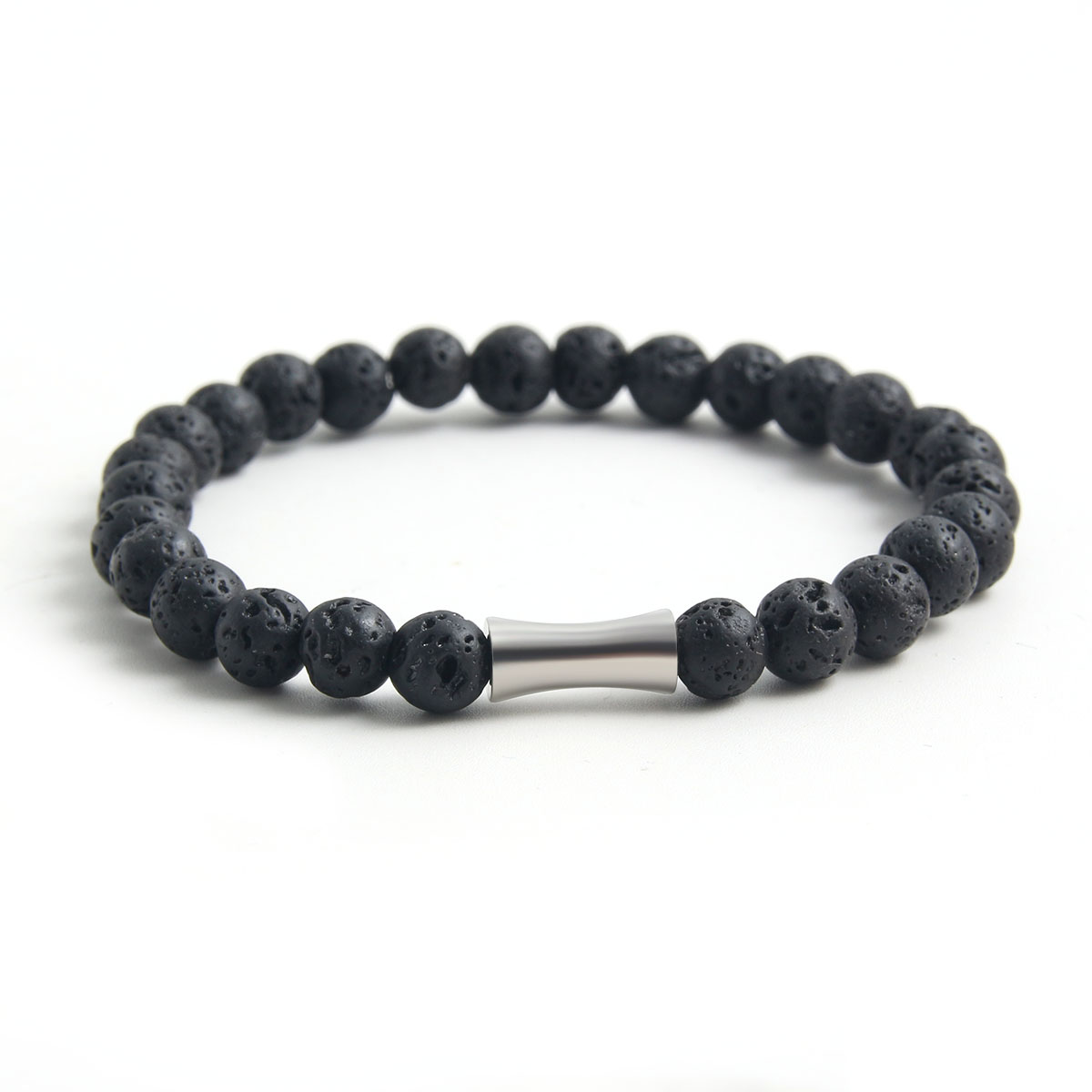 304 Stainless Steel Natural Stone Simple Style Commute Beaded Handmade Round Bracelets display picture 3