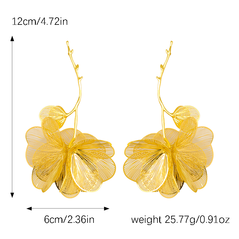 1 Pair Elegant Classic Style Flower Polishing Plating 304 Stainless Steel Alloy Drop Earrings display picture 1