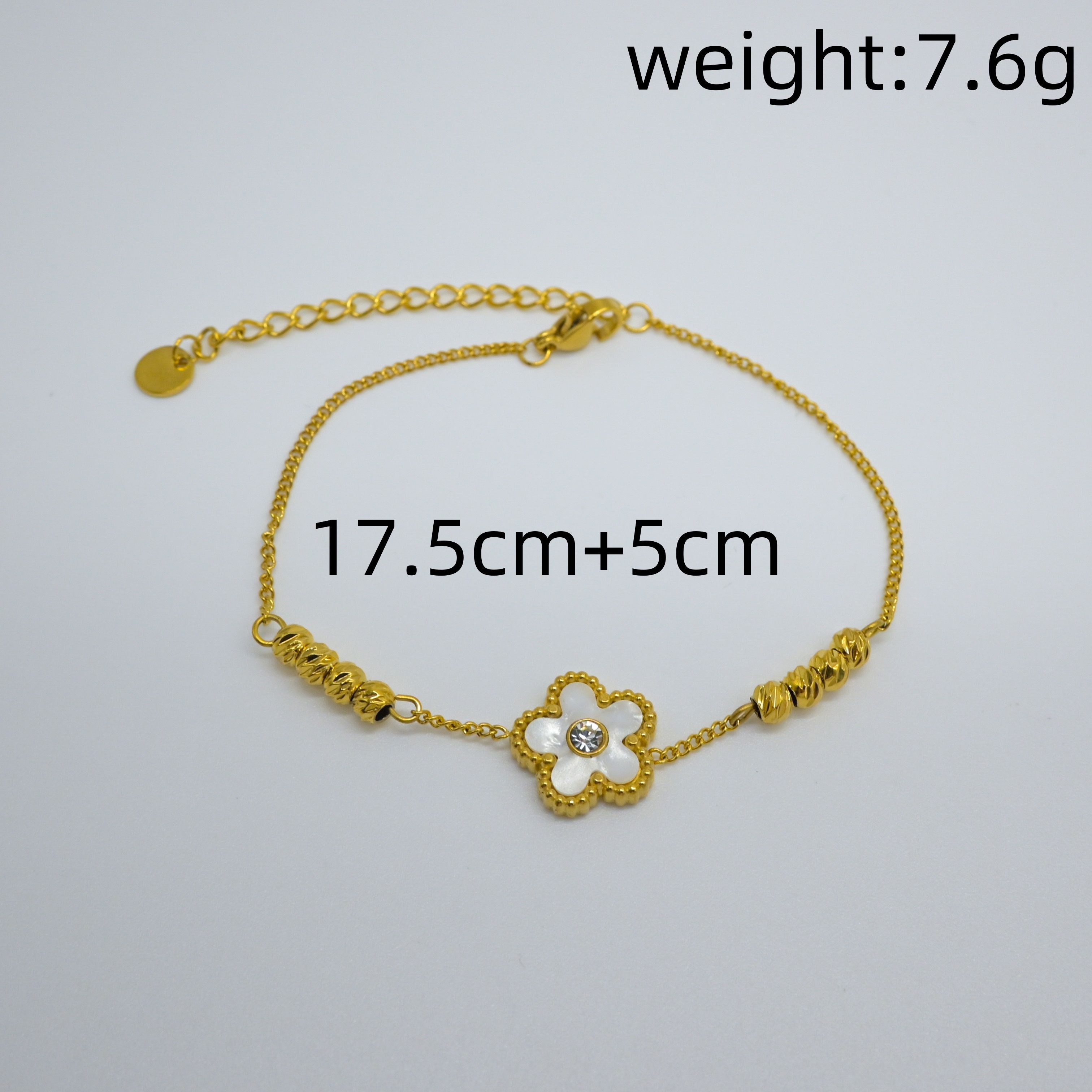 Titanium Steel Gold Plated Handmade Simple Style Enamel Plating Inlay Cross Four Leaf Clover Flower Turquoise Bracelets display picture 8