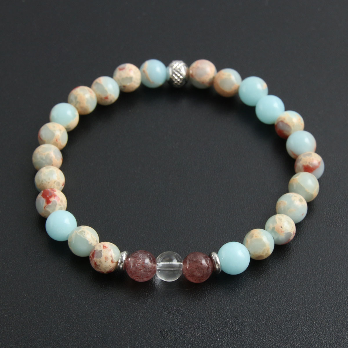 304 Stainless Steel Natural Stone Casual Hawaiian Bohemian Beaded Handmade Round Bracelets display picture 4