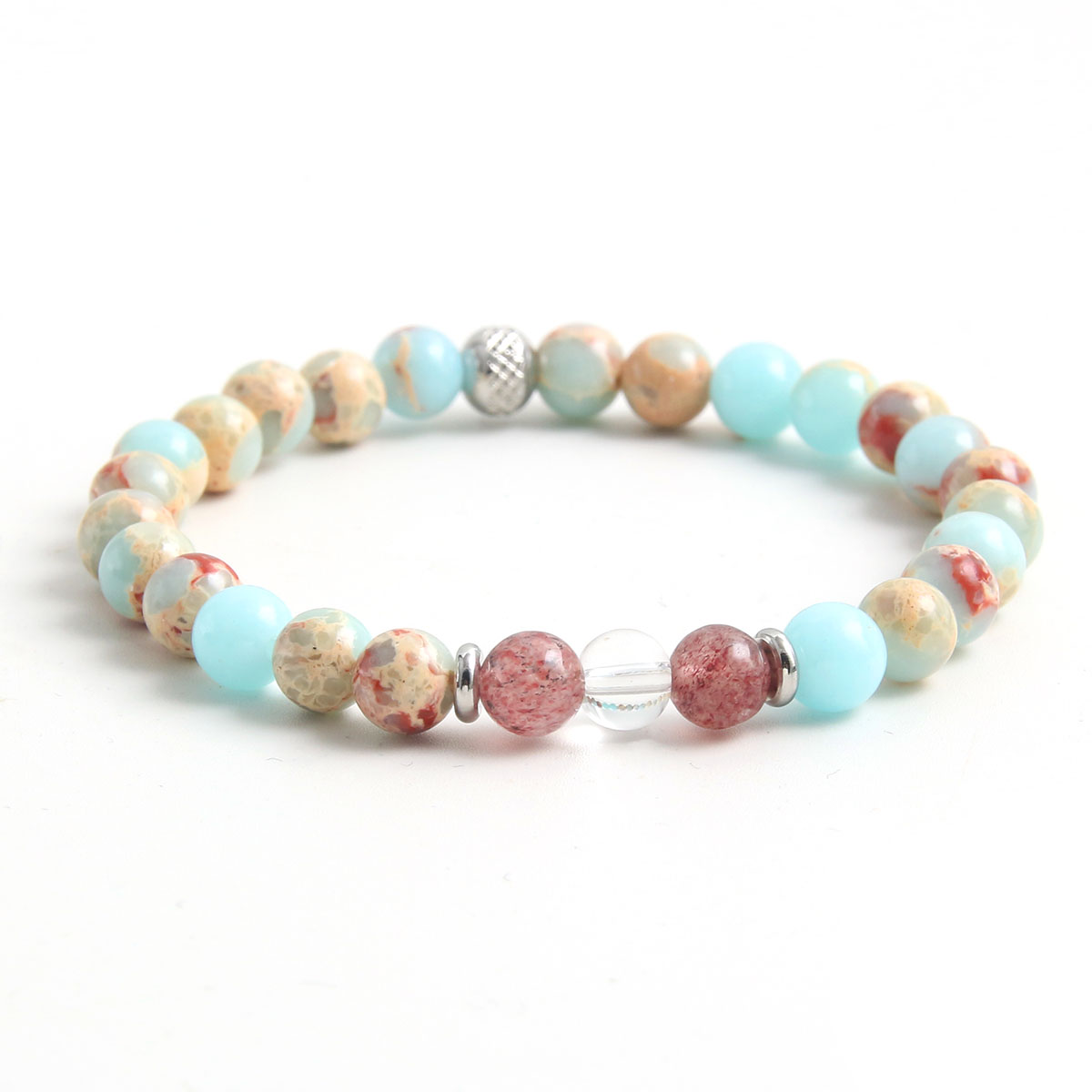304 Stainless Steel Natural Stone Casual Hawaiian Bohemian Beaded Handmade Round Bracelets display picture 1