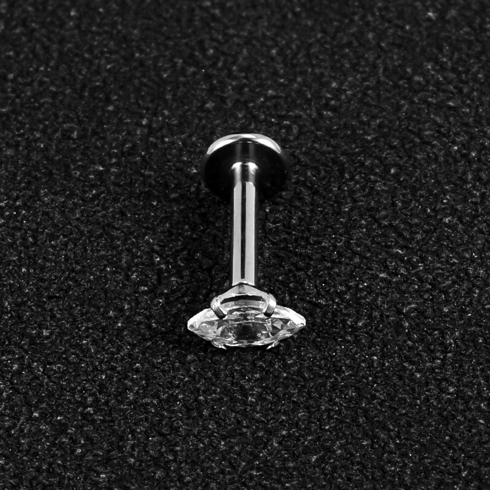 1 Piece Lip Rings Simple Style Solid Color 316 Stainless Steel  Polishing Inlay Zircon 18K Gold Plated Lip Rings display picture 7