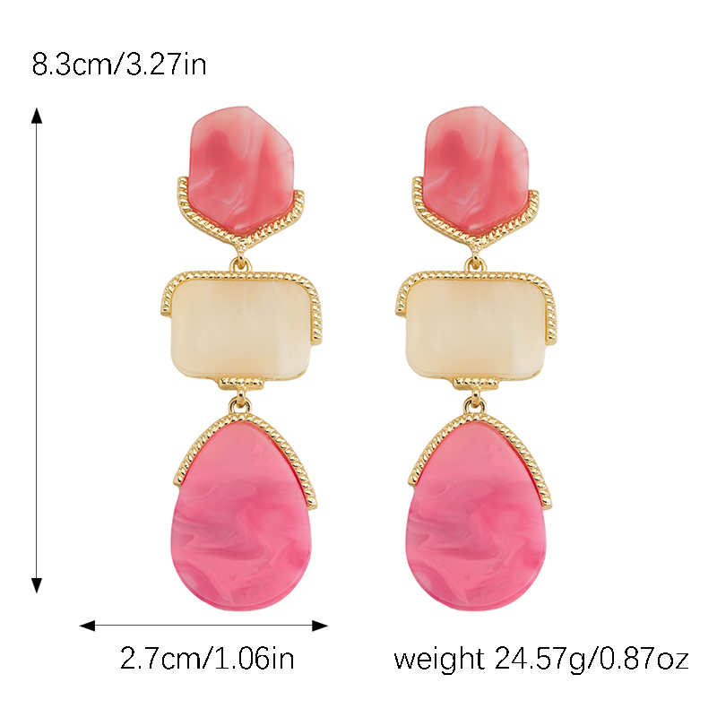 1 Pair Vacation Simple Style Geometric Tassel Polishing Plating Inlay Alloy Resin Resin Drop Earrings display picture 1