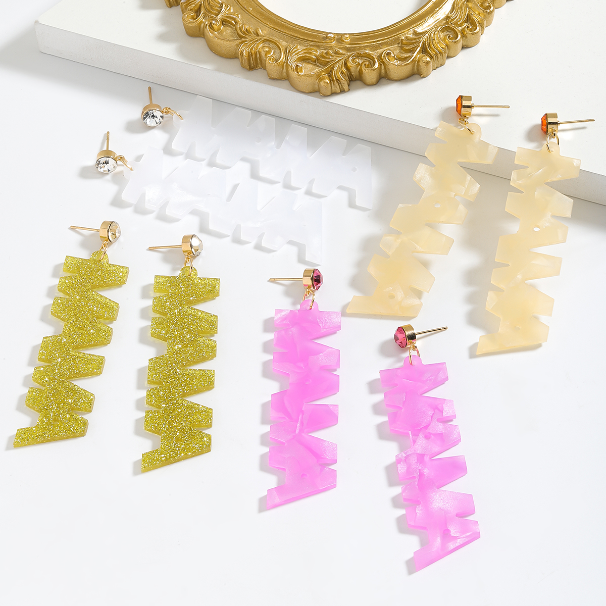 1 Paire Mignon Lettre Vernis Au Four Plastique Boucles D'oreilles display picture 8