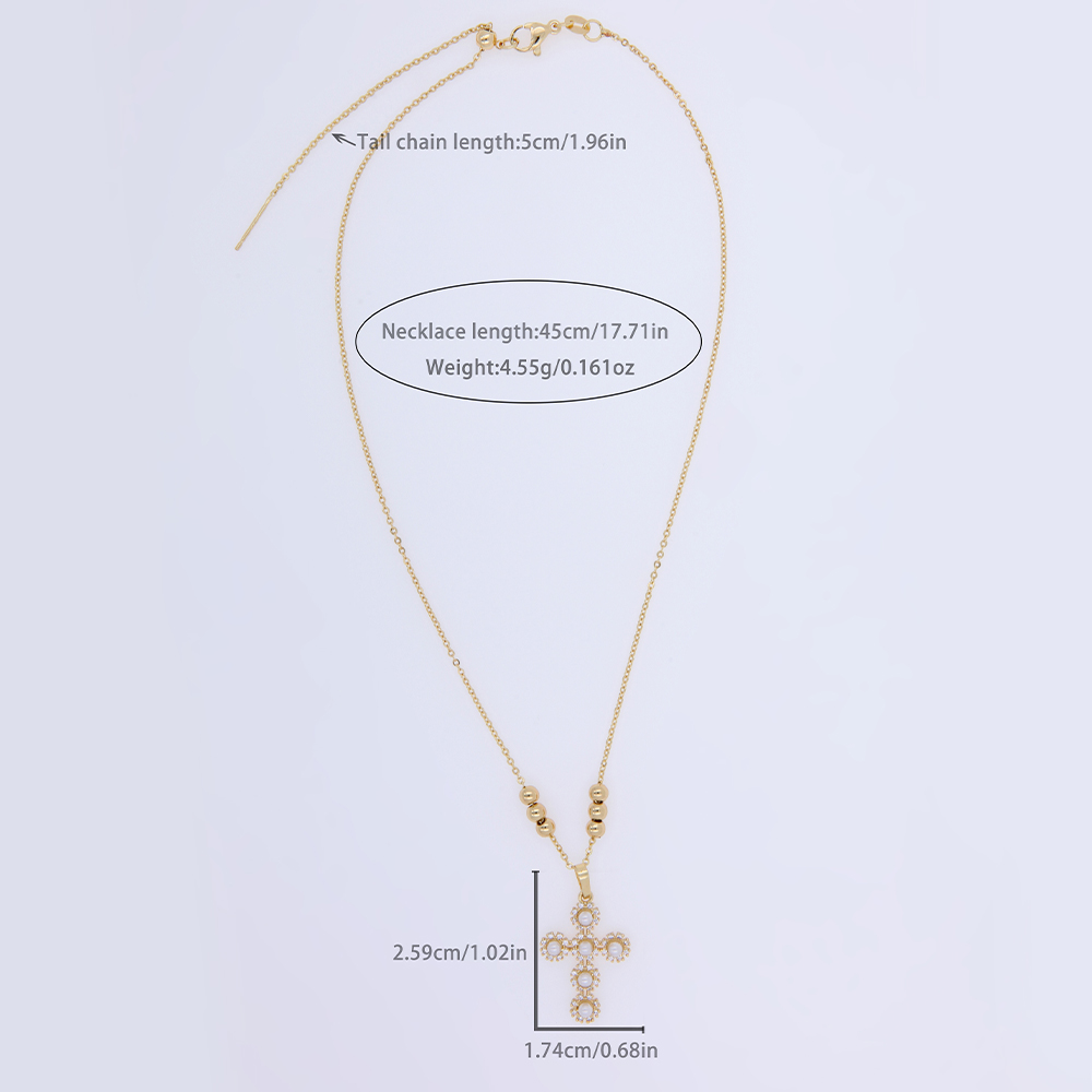 Plastic Copper 18K Gold Plated Elegant Sweet Plating Inlay Cross Zircon Pendant Necklace display picture 2