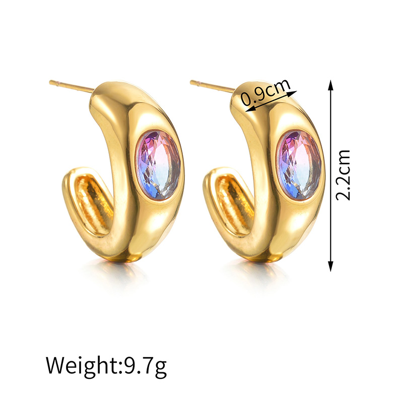 1 Pair Elegant Vintage Style Color Block Plating Inlay 304 Stainless Steel Gradient Zircon 18K Gold Plated Ear Studs display picture 5
