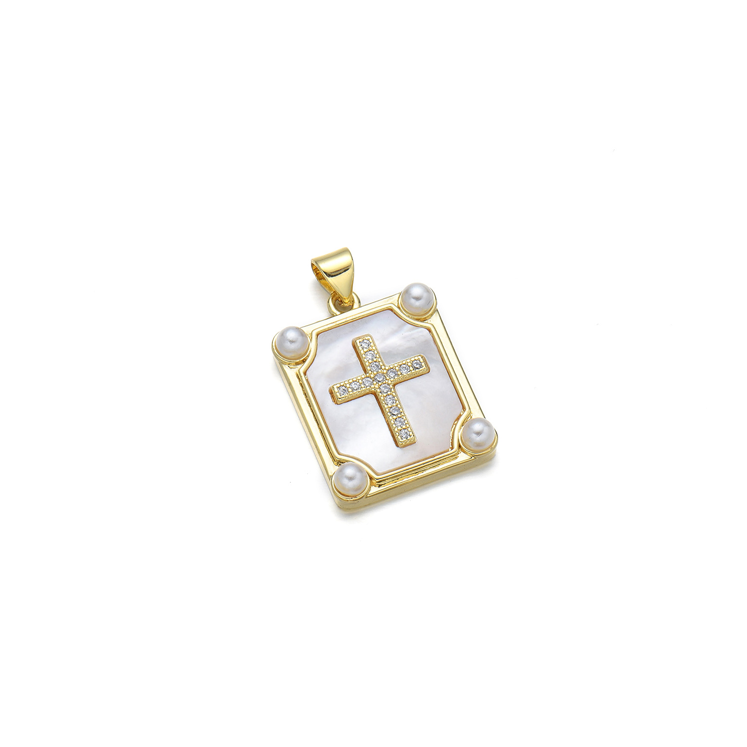 1 Piece Copper Zircon 18K Gold Plated Cross Pendant display picture 2