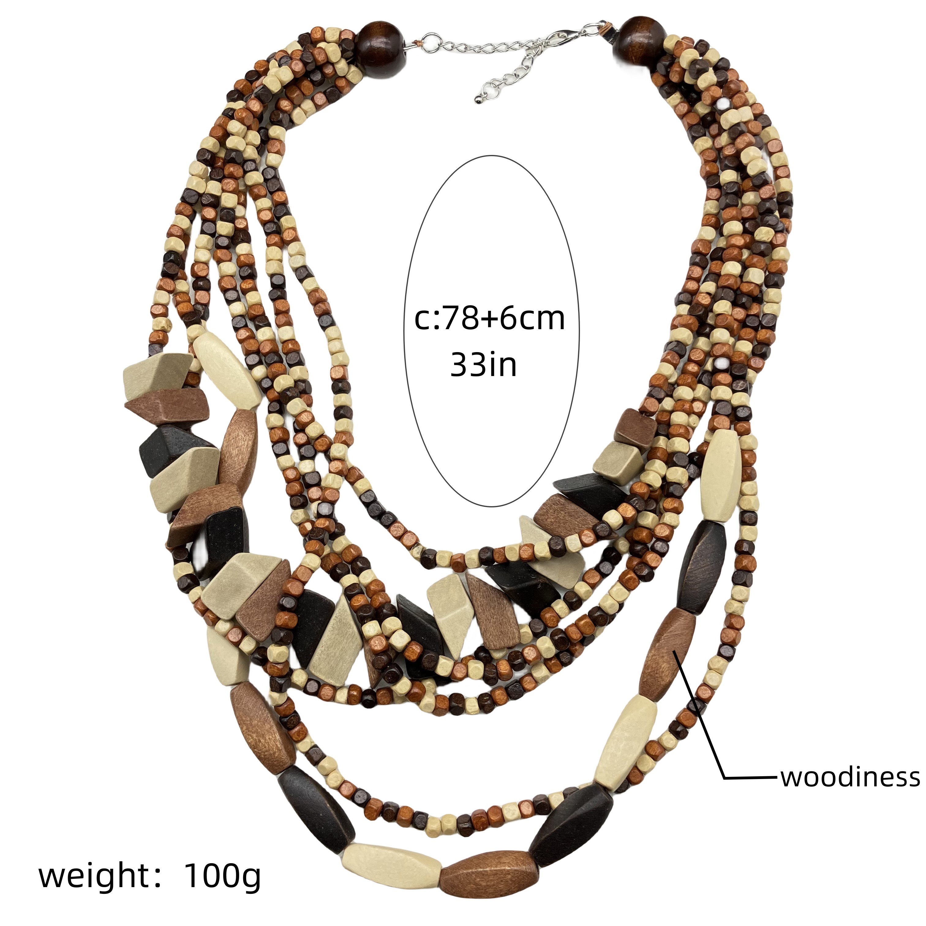 Wholesale Jewelry Vacation Ethnic Style Pastoral Geometric Wood Beaded Layered Layered Necklaces display picture 2
