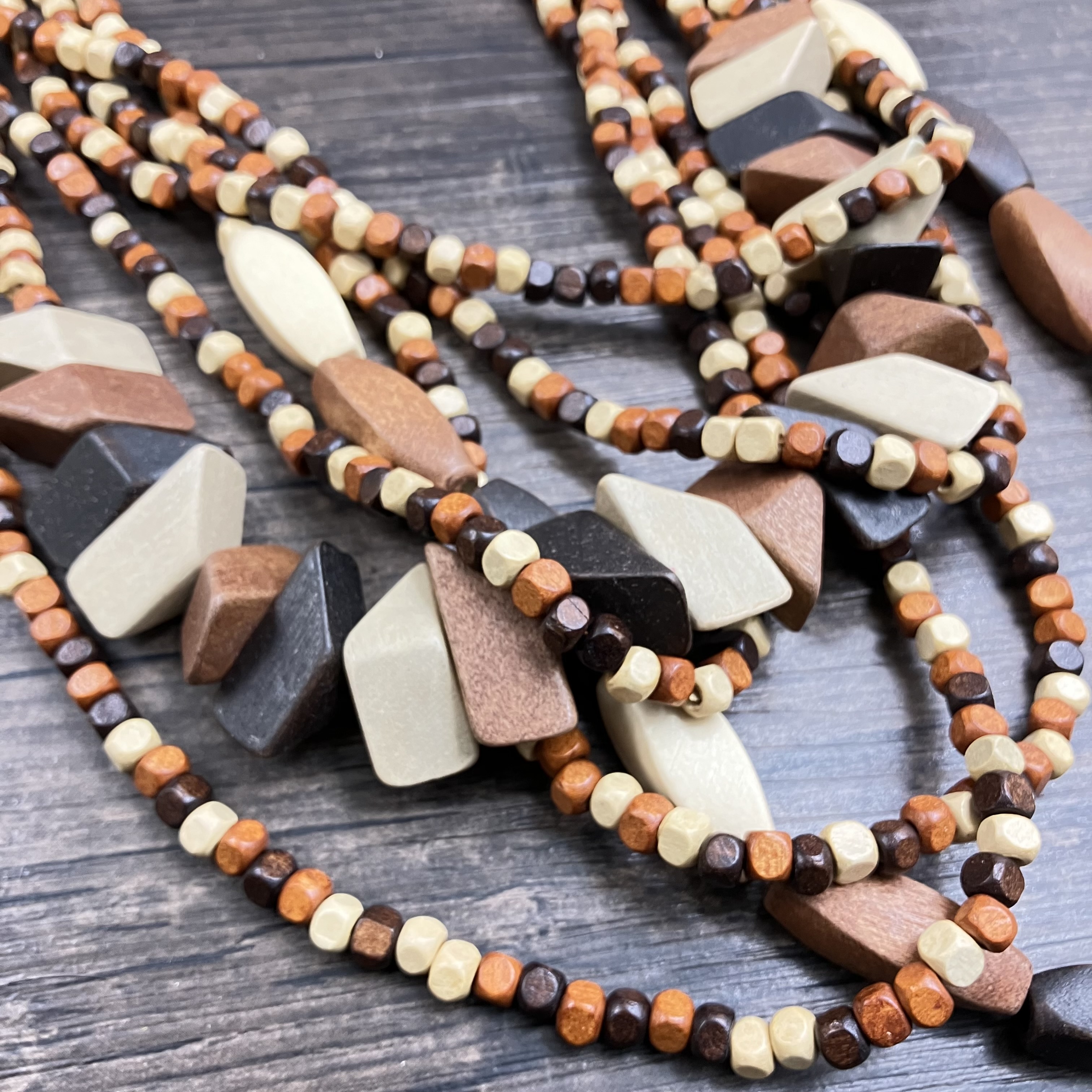 Wholesale Jewelry Vacation Ethnic Style Pastoral Geometric Wood Beaded Layered Layered Necklaces display picture 4