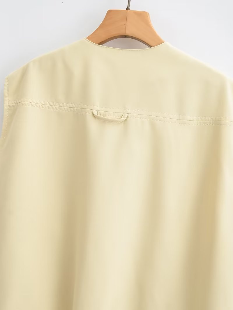 Women's Vintage Style Solid Color Pocket Vest display picture 9