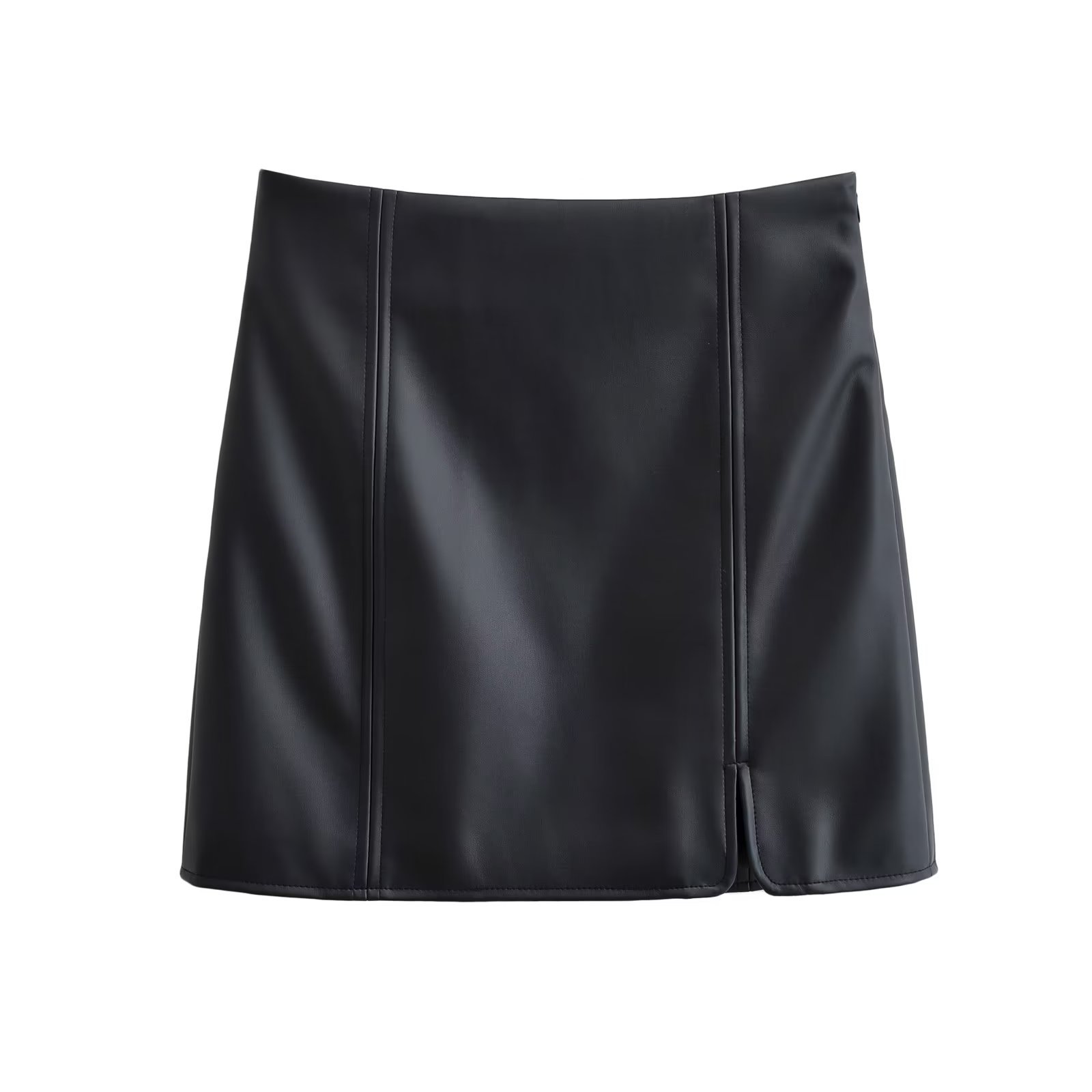 Spring Autumn Streetwear Solid Color Pu Above Knee Skirts display picture 3