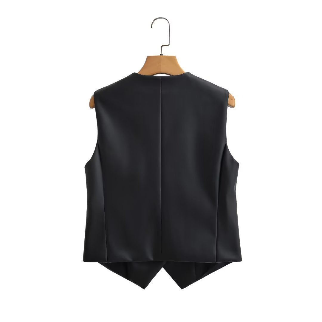 Women's Sleeveless Blazers Pocket Streetwear Solid Color display picture 3