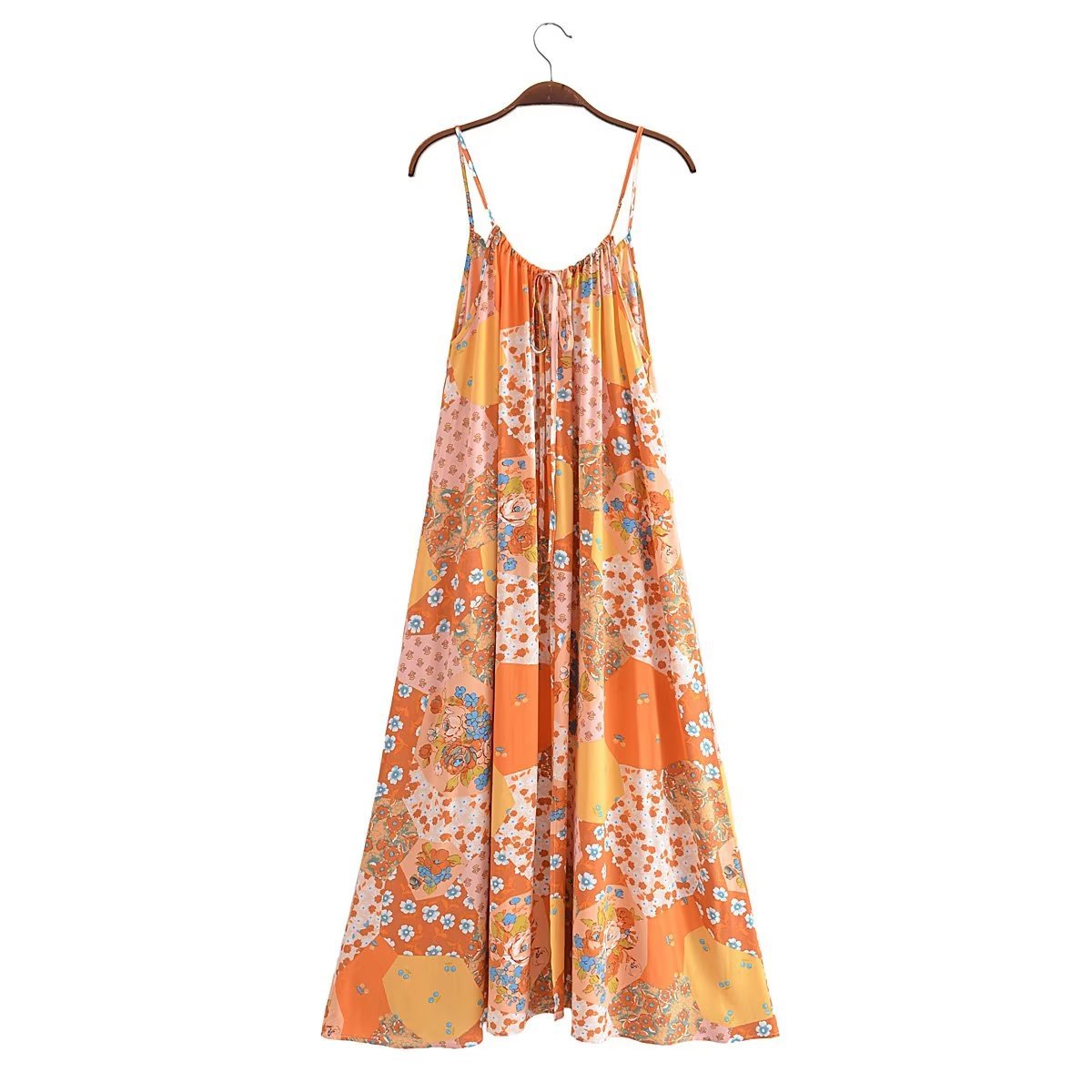 Women's Strap Dress Vacation Round Neck Printing Backless Sleeveless Ditsy Floral Maxi Long Dress Holiday Daily display picture 1