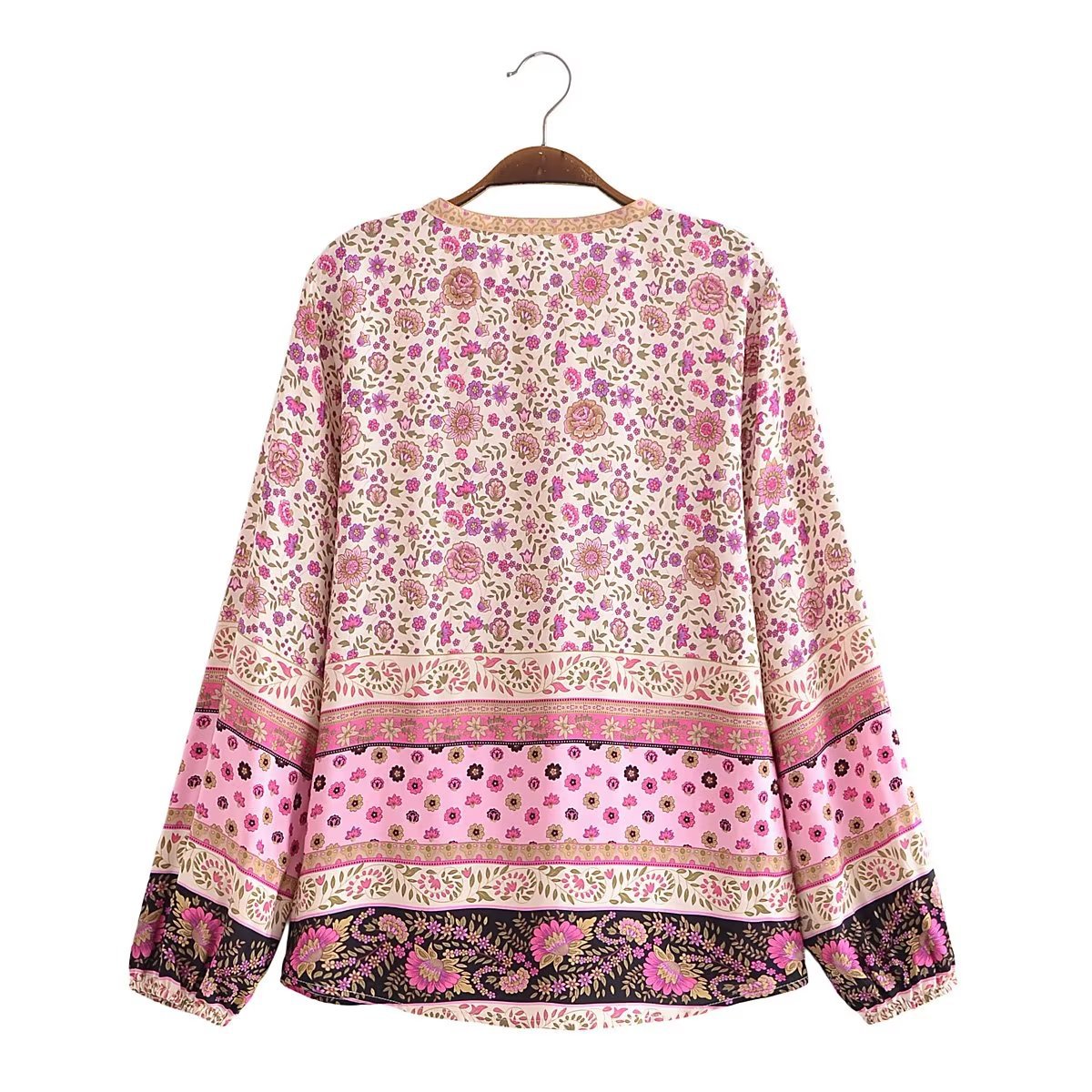 Women's Blouse Long Sleeve Blouses Printing Button Vacation Ditsy Floral display picture 9