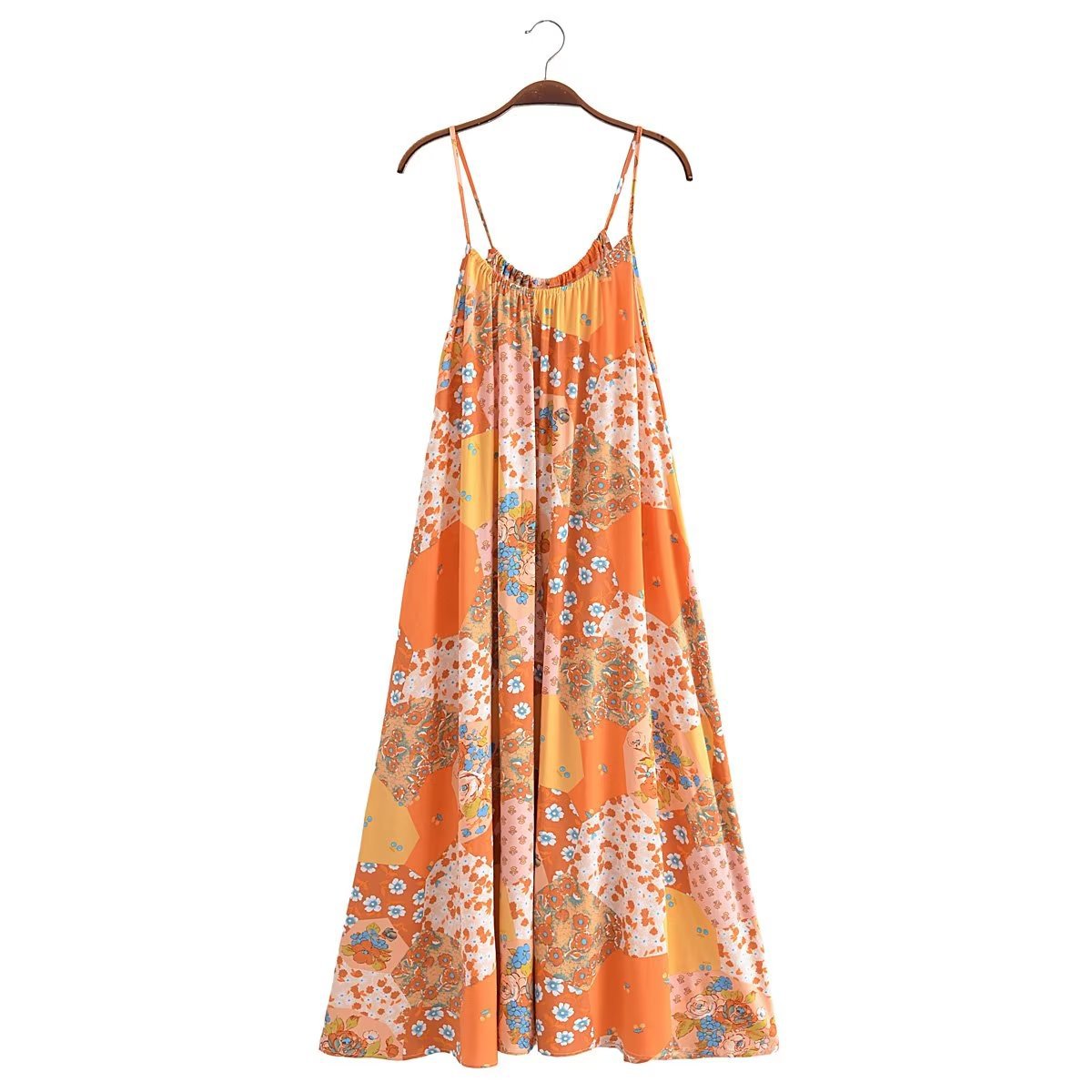 Women's Strap Dress Vacation Round Neck Printing Backless Sleeveless Ditsy Floral Maxi Long Dress Holiday Daily display picture 8