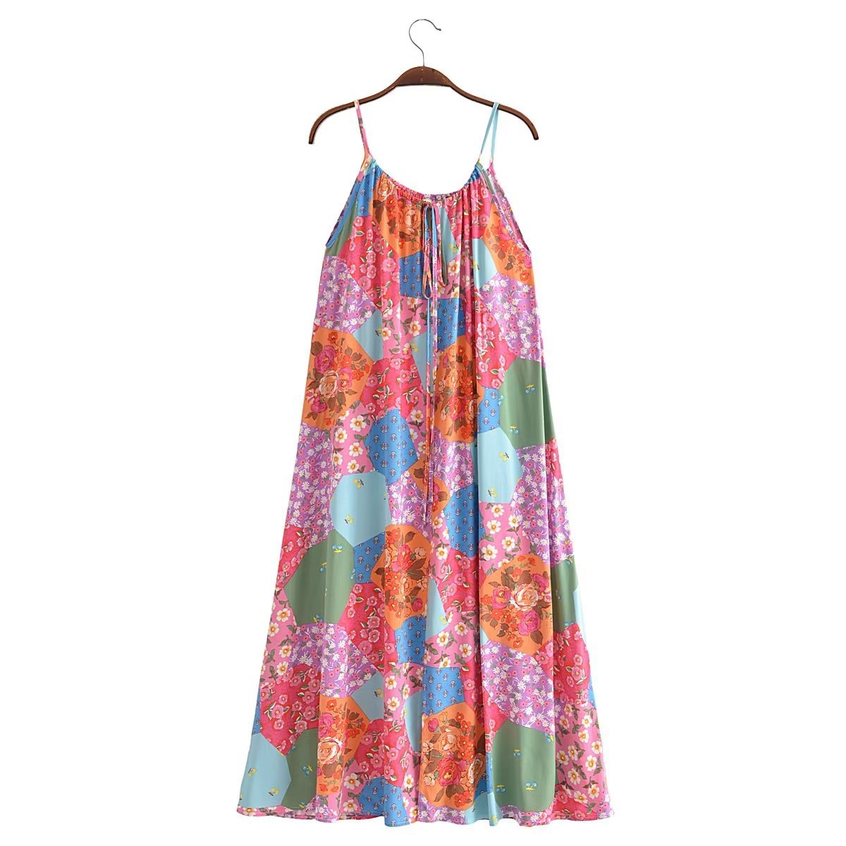 Femmes Robe À Bretelles Vacances Col Rond Impression Dos Nu Sans Manches Petites Fleurs Maxi Longue Robe Vacances Du Quotidien display picture 22