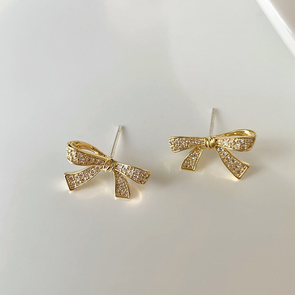 1 Pair Sweet Simple Style Butterfly Plating Inlay Copper Zircon 18K Gold Plated Ear Studs display picture 1