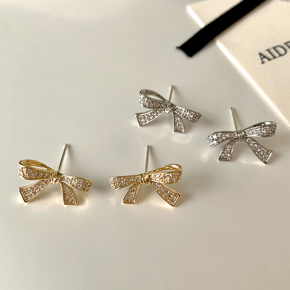 1 Pair Sweet Simple Style Butterfly Plating Inlay Copper Zircon 18K Gold Plated Ear Studs display picture 4