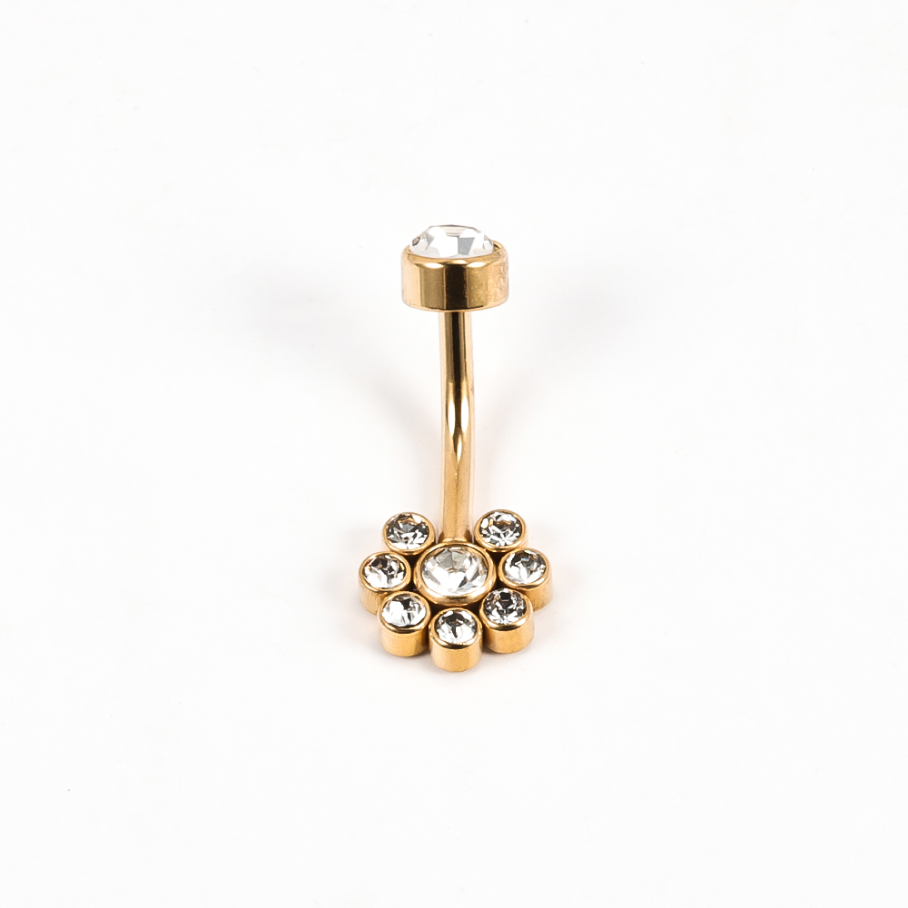 1 Piece Belly Rings Simple Style Solid Color 302 Stainless Steel 316 Stainless Steel  Polishing Plating Inlay Diamond 18K Gold Plated Belly Rings display picture 1