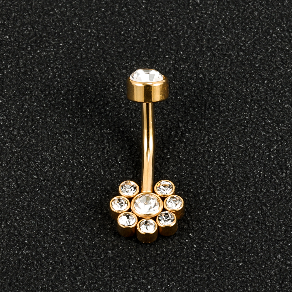 1 Piece Belly Rings Simple Style Solid Color 302 Stainless Steel 316 Stainless Steel  Polishing Plating Inlay Diamond 18K Gold Plated Belly Rings display picture 4