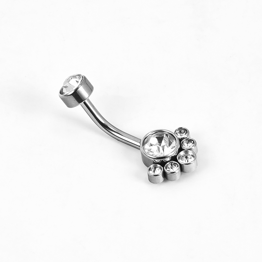 1 Piece Belly Rings Simple Style Solid Color 302 Stainless Steel 316 Stainless Steel  Polishing Plating Inlay Diamond 18K Gold Plated Belly Rings display picture 6