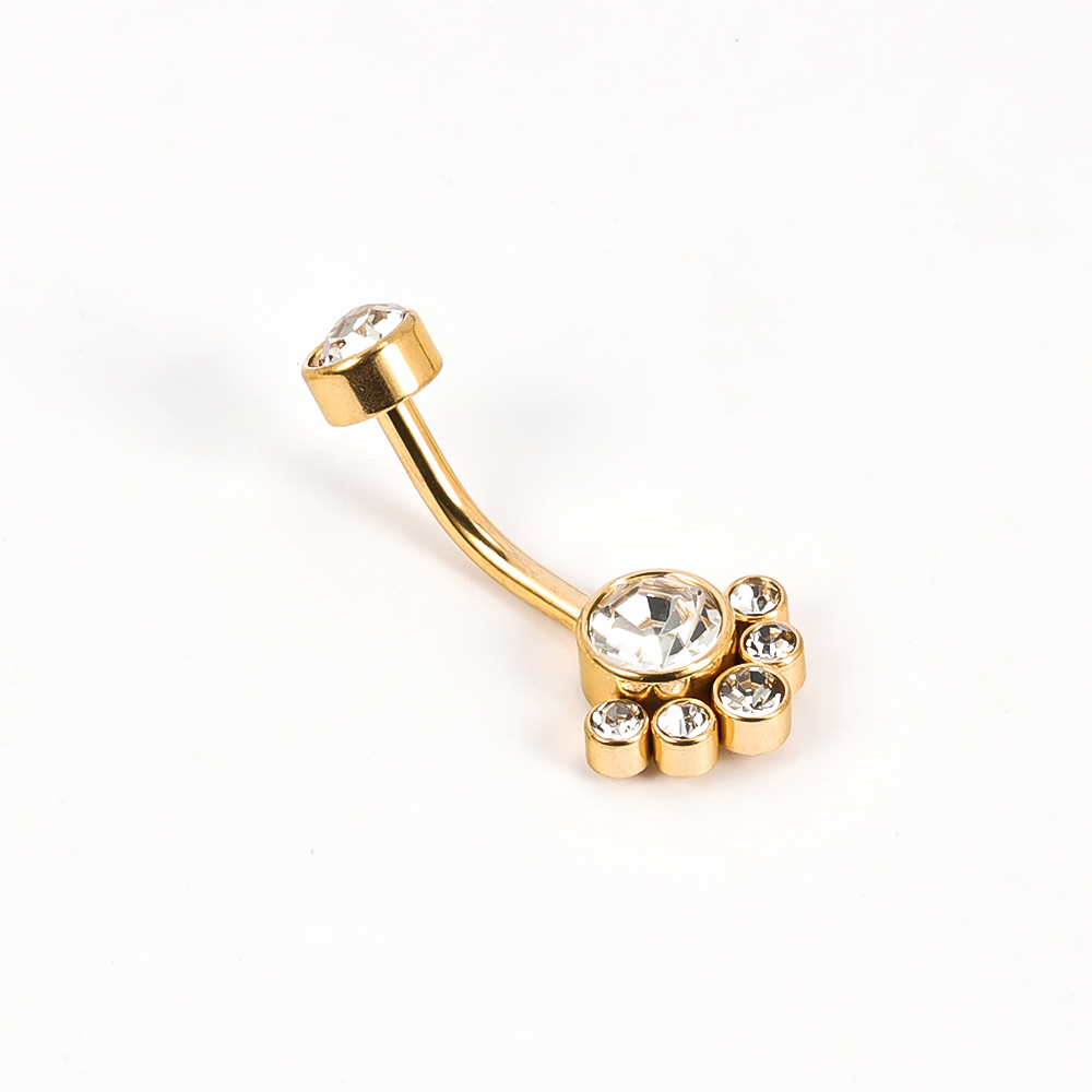 1 Piece Belly Rings Simple Style Solid Color 302 Stainless Steel 316 Stainless Steel  Polishing Plating Inlay Diamond 18K Gold Plated Belly Rings display picture 11