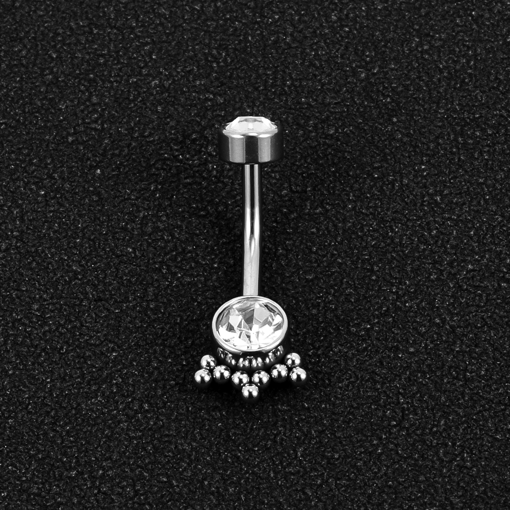 1 Piece Belly Rings Simple Style Solid Color 302 Stainless Steel 316 Stainless Steel  Polishing Plating Inlay Diamond 18K Gold Plated Belly Rings display picture 14