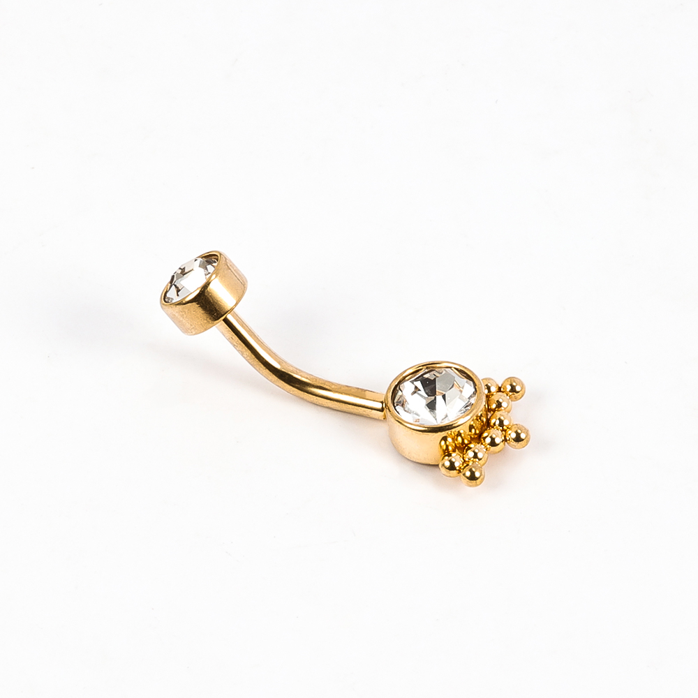 1 Piece Belly Rings Simple Style Solid Color 302 Stainless Steel 316 Stainless Steel  Polishing Plating Inlay Diamond 18K Gold Plated Belly Rings display picture 18