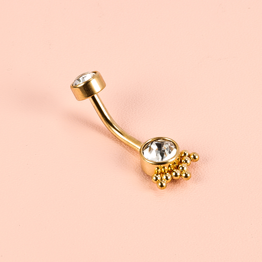 1 Piece Belly Rings Simple Style Solid Color 302 Stainless Steel 316 Stainless Steel  Polishing Plating Inlay Diamond 18K Gold Plated Belly Rings display picture 19