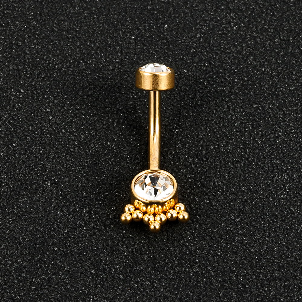 1 Piece Belly Rings Simple Style Solid Color 302 Stainless Steel 316 Stainless Steel  Polishing Plating Inlay Diamond 18K Gold Plated Belly Rings display picture 20