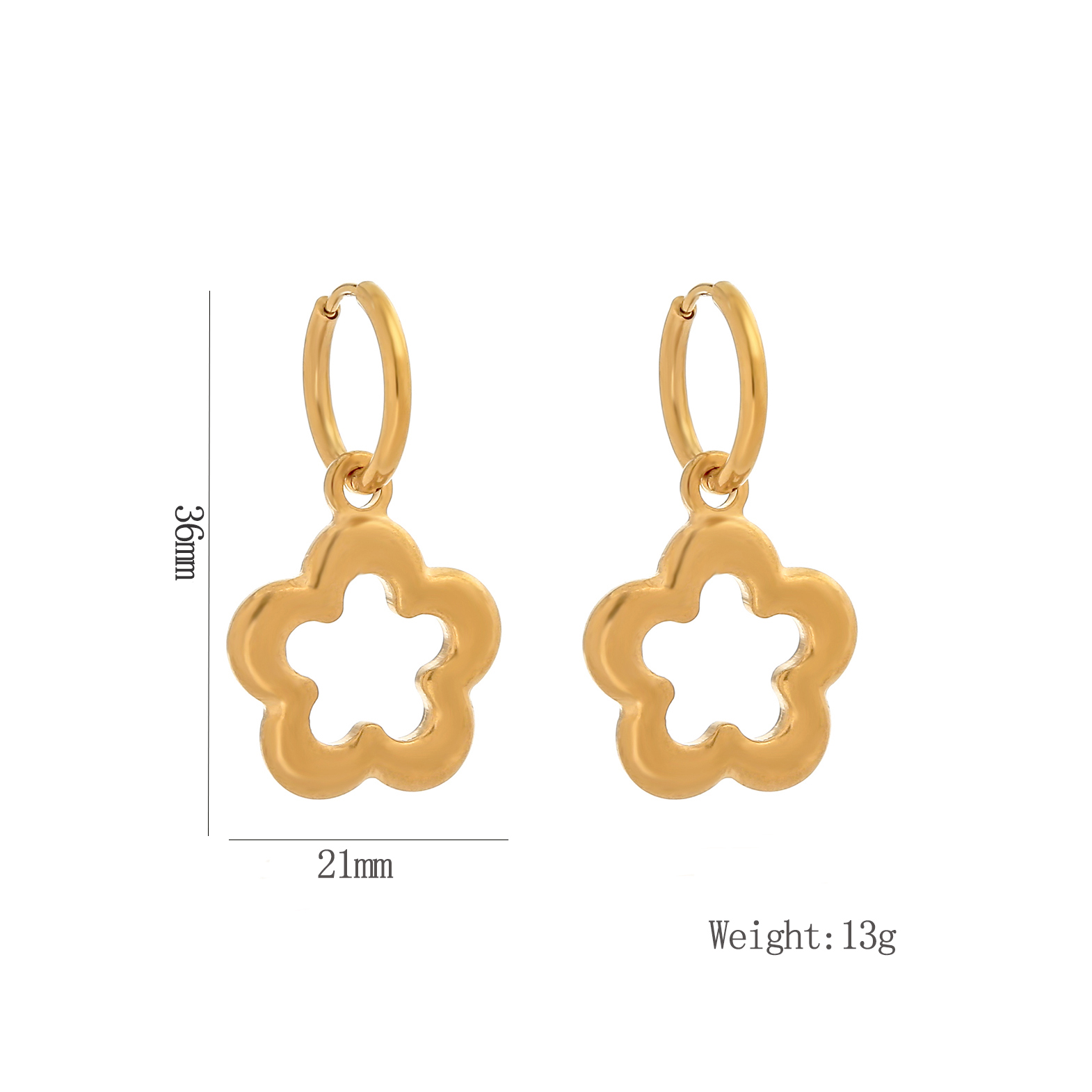 1 Pair Cute Sweet Flower Plating 304 Stainless Steel 18K Gold Plated Drop Earrings display picture 2