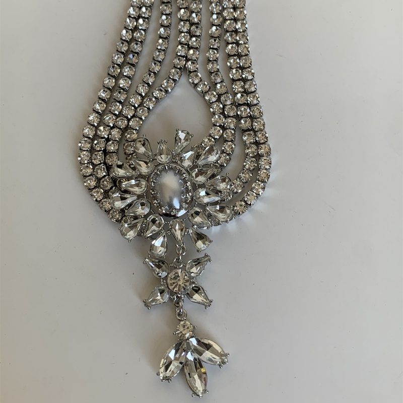 Cobre Plateado Glamour Retro Lujoso Embutido Flor Perlas Artificiales Diamantes De Imitación Collares En Capas display picture 17