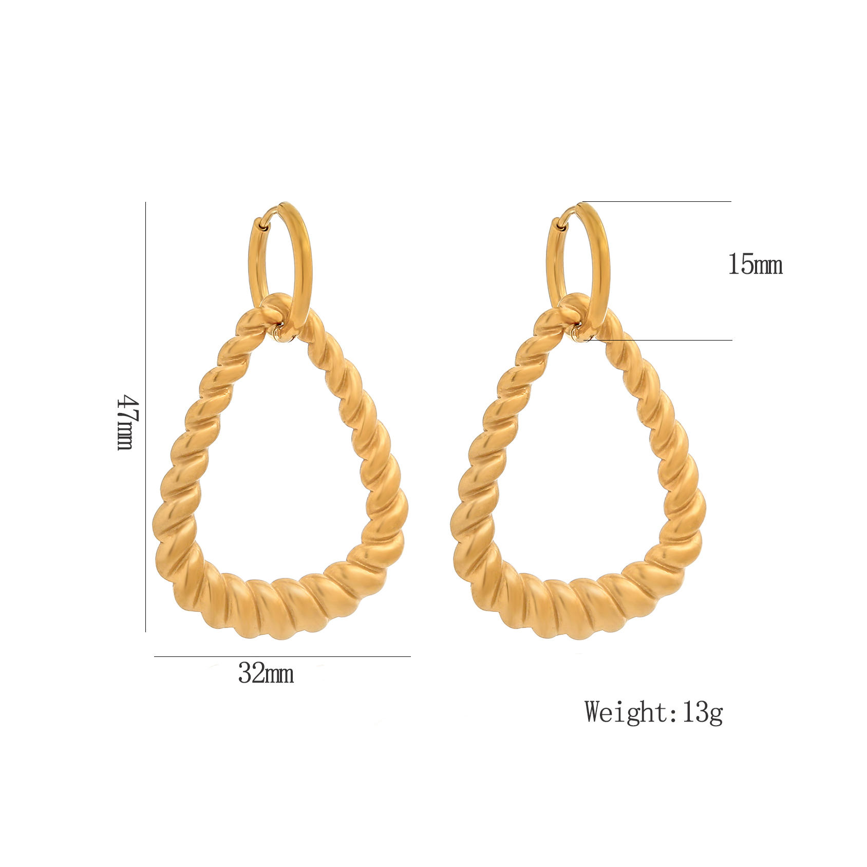 1 Pair Simple Style Classic Style Triangle Plating 304 Stainless Steel 18K Gold Plated Drop Earrings display picture 1