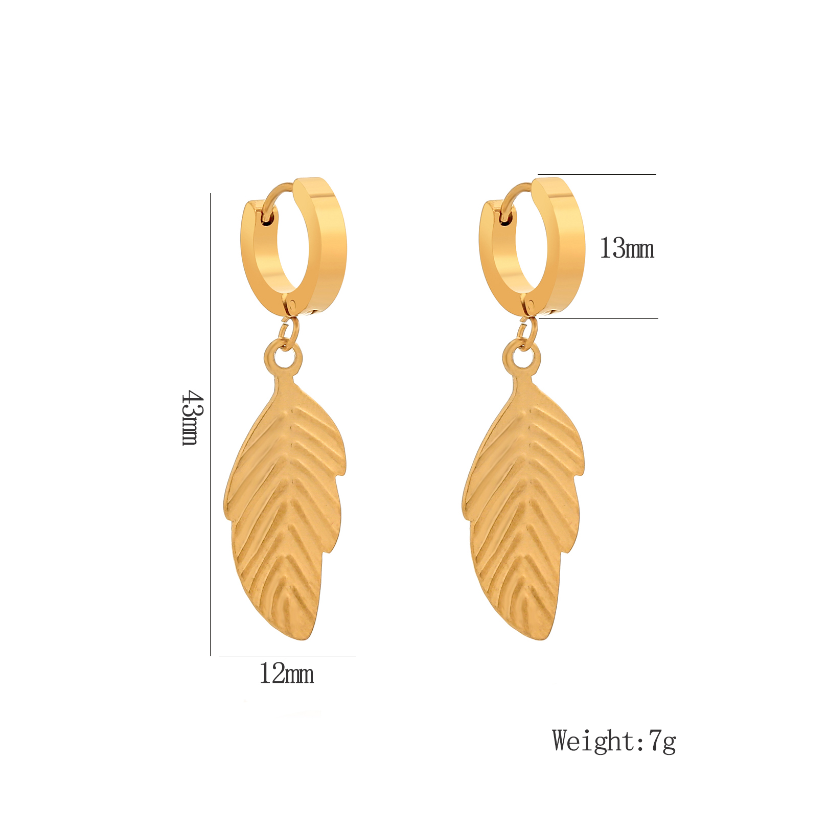 1 Pair Simple Style Commute Leaf Leaves Plating 304 Stainless Steel 18K Gold Plated Drop Earrings display picture 1